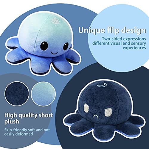 Pulpo Reversible Gigante,Pulpo Peluche Reversible,Pulpito Peversible Peluche Juguete para Niños,Niñas,Mujeres y Que Quieren Expresar Su Estado de ánimo(30 cm)