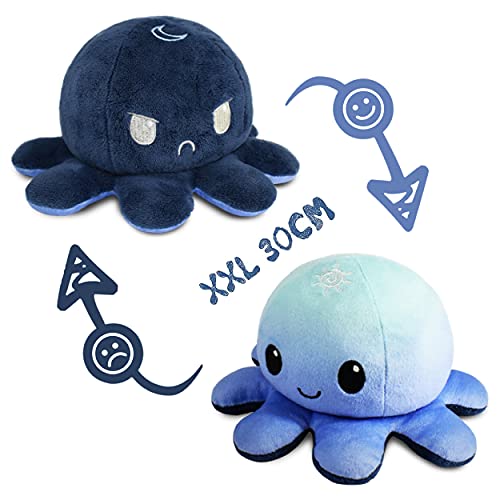 Pulpo Reversible Gigante,Pulpo Peluche Reversible,Pulpito Peversible Peluche Juguete para Niños,Niñas,Mujeres y Que Quieren Expresar Su Estado de ánimo(30 cm)