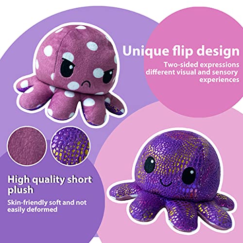 Pulpo Reversible,Peluche Pulpo Reversible,Pulpo Peluche Son Buenos Juguetes de Expresión Emocional,Pulpito Reversible Peluche Adecuados para Niños/Niñas/Niños,y También un Buen Regalo Creativo(20 cm)