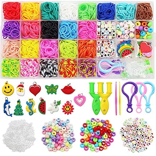 Pulseras Gomas, gomas para hacer pulseras, 23 Colores + Bandas de goma para bricolaje Bandas elásticas para pulseras, collares, tejido para niños