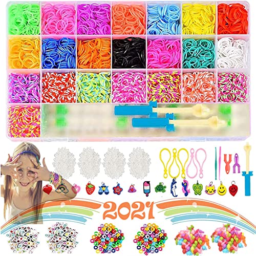 Pulseras Gomas,Gomas para Purseras de Colores 22 Colores, Pulseras Gomas Bandas de Silicona para Hacer Pulseras De Colores Loom Kit para Pulseras,Regalos para Niñas(7757PCS)