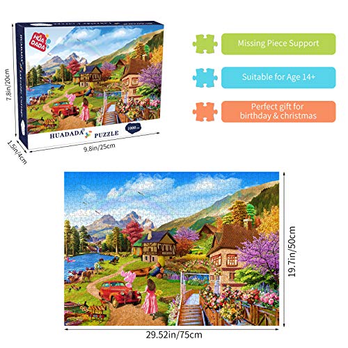 Puzle de 1000 piezas, clásico puzzle, juego de habilidad para toda la familia, regalo para amigos y familia, casa de vacaciones en el lago, puzles para adultos y niños