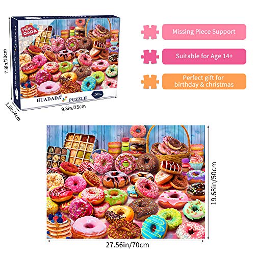 Puzle de 1000 piezas, juego de rompecabezas clásico, juego de habilidad para toda la familia, regalo para mujeres, puzles de donut adecuados para adultos y niños.