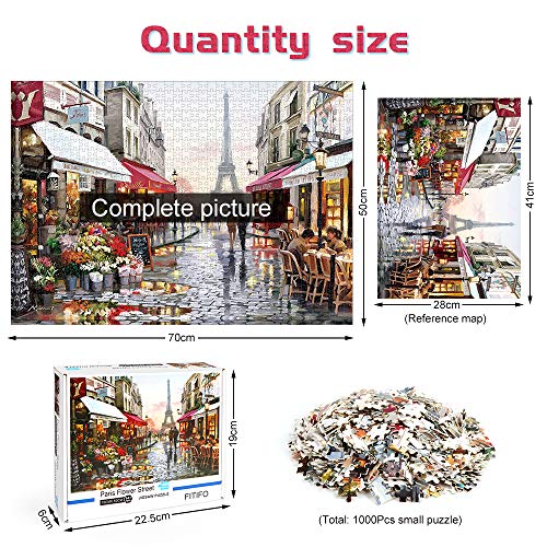 Puzzle 1000 Piezas, Rompecabezas de la Calle de París, DIY Rompecabezas, Paisaje Rompecabezas Arte, Intelectual Educativo Divertido Juego Familiar Puzzle, Juguete Regalo para Niños Adultos