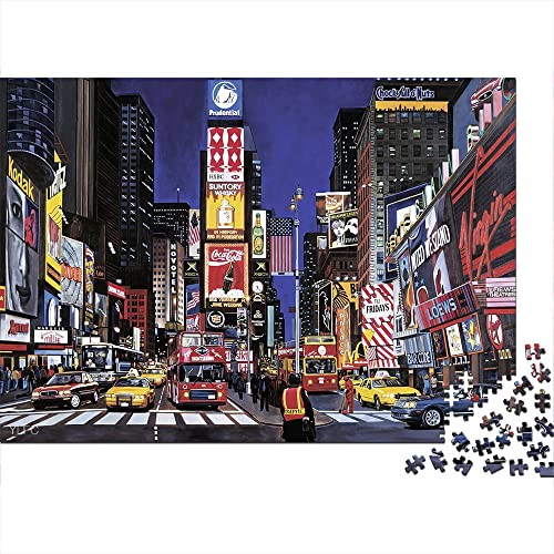 Puzzle 1000 Piezas Times Square Rompecabezas de Madera Juego para Adultos Decoración navideña 38x52cm