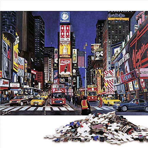 Puzzle 1000 Piezas Times Square Rompecabezas de Madera Juego para Adultos Decoración navideña 38x52cm