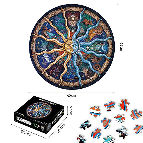 Puzzle Redondo, 1000 Piezas Redondo, Puzzle Rompecabezas, Puzzle Doce Constelaciones, Puzzle Creativo, Puzzle Circular, Juguete Educativo Intelectual Desafío Intelectual Juegos para Adultos Niños