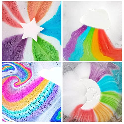 PW TOOLS Rainbow Bath Bombs - Juego de explosión de baño en Forma de Nube de Estrella Lunar para Crear un baño de Burbujas de ensueño de fantasía niños disfruten de la del baño 2