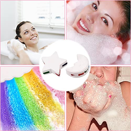 PW TOOLS Rainbow Bath Bombs - Juego de explosión de baño en Forma de Nube de Estrella Lunar para Crear un baño de Burbujas de ensueño de fantasía niños disfruten de la del baño 2