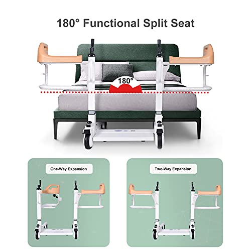 QGUO Asiento Para Ducha Silla Ruedas Para Inodoro Incorporada, Silla Inodoro Con Ruedas, Silla Para Ducha E Inodoro, Ancianos, Discapacitados Y Movilidad Limitada, Elevador Transferencia,Azul