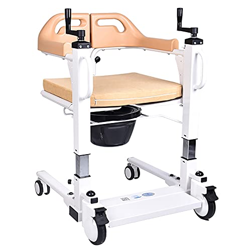 QGUO Silla Baño Con Inodoro Para Ancianos Discapacitados, Elevador Transferencia Pacientes Silla Ruedas Multifuncional, Silla De Ruedas Enfermería Para Ancianos, Asiento Para Ducha,Amarillo