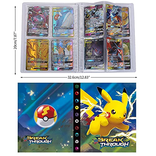 QIFAENY Album Compatible con Cartas Pokemon, Album Cartas Carpeta Cartas Compatible con Pokemon GX, Álbum de Cartas coleccionables de Pokémon, Capacidad para 30 páginas 240 Cartas (SD-Pikachu)