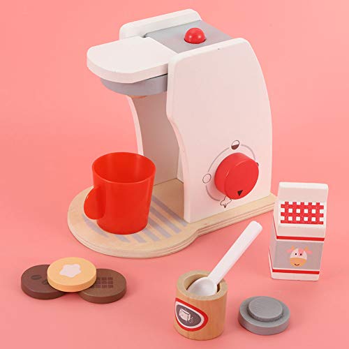 Qioniky Juguete de Cocina, Juguete de Crepe, inofensivo, no tóxico, Colores Brillantes, artículo de Madera para bebés y niños(Coffee Machine)