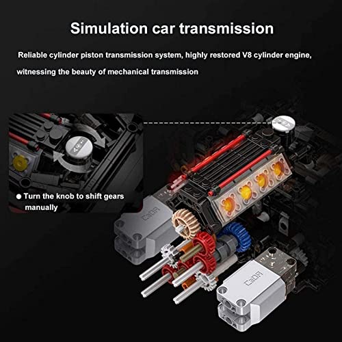 QJWM Technic Building Blocks Car 488 Pista, 3187Parts 1: 8 2.4G 4CH Racing Car con Motores Bloques Construcción Juguetes Construcción Compatibles con Lego Technic