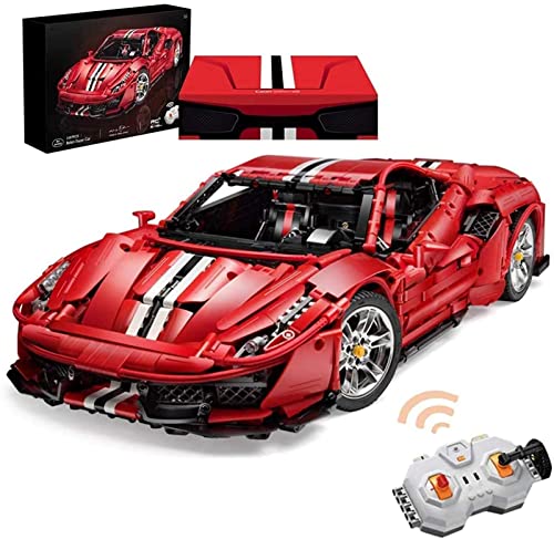 QJWM Technic Building Blocks Car 488 Pista, 3187Parts 1: 8 2.4G 4CH Racing Car con Motores Bloques Construcción Juguetes Construcción Compatibles con Lego Technic