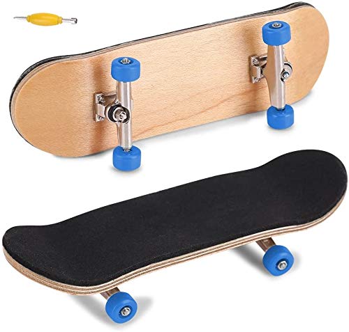 QNFY Patineta de Dedo, Actualizar Mini Diapasón Profesionales Monopatines de Juguete para Dedos Madera de Arce Ensamblaje de Bricolaje Finger Skateboard Juguete Regalo para Niños (Azul Oscuro)