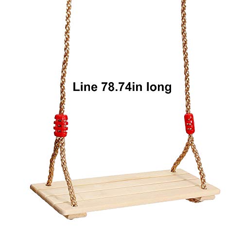 QPY - Asiento de columpio, columpio de madera con longitud de cuerda ajustable, carga máxima del asiento, suspensión exterior 120 kg para niños y adultos