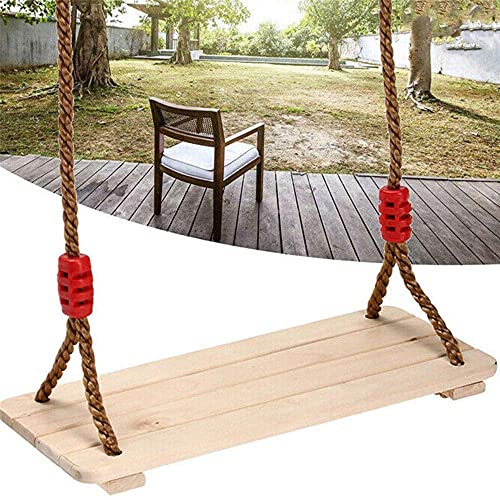 QPY - Asiento de columpio, columpio de madera con longitud de cuerda ajustable, carga máxima del asiento, suspensión exterior 120 kg para niños y adultos