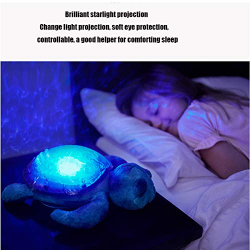 QqHAO Bebé calmante música educación prenatal Juguetes de Peluche, Tortuga Ola océano proyección lámpara bebé Dormir Noche luz Regalo para niños,A