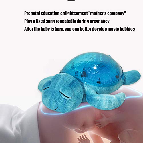 QqHAO Bebé calmante música educación prenatal Juguetes de Peluche, Tortuga Ola océano proyección lámpara bebé Dormir Noche luz Regalo para niños,A