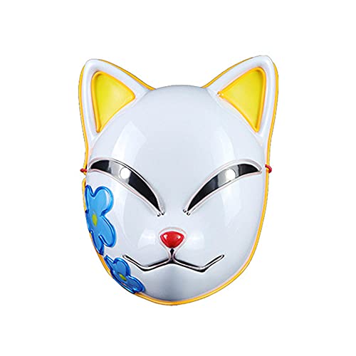 QSCTYG Máscaras brillantes de Halloween, máscara de mascarada de gato malvado, para fiesta de festival, disfraz de carnaval, Cosplay de Navidad que brilla en la oscuridad-A