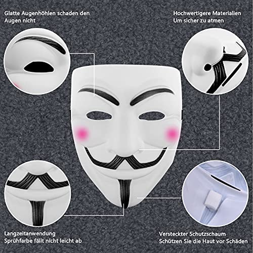 QUNPON Mascarilla facial para adultos y niños V for Vendetta Guy Fawkes Fancy Halloween Cosplay_003