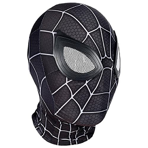 QWEASZER Peter Parker Spider-Man Máscara Negro Miles Morales Arnés Marvel Avengers Lycra Máscara Facial Completa Película de Halloween Cosplay Accesorios de Vestuario Accesorios,Spiderman C-OneSize