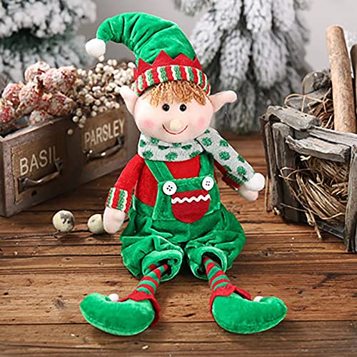 QWERTYUIOP 2 Muñecos de Peluche de Duende Navideño Muñeco de Elfo de Piernas Largas Lindo Muñeco Niños Suave para Adornos de Escritorio Novedad Travieso Niña y Niño Elfos Juguete(Estilo Alegre)