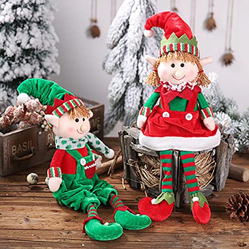 QWERTYUIOP 2 Muñecos de Peluche de Duende Navideño Muñeco de Elfo de Piernas Largas Lindo Muñeco Niños Suave para Adornos de Escritorio Novedad Travieso Niña y Niño Elfos Juguete(Estilo Alegre)