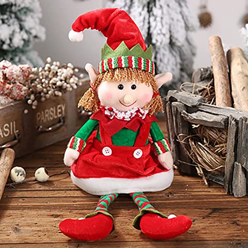 QWERTYUIOP 2 Muñecos de Peluche de Duende Navideño Muñeco de Elfo de Piernas Largas Lindo Muñeco Niños Suave para Adornos de Escritorio Novedad Travieso Niña y Niño Elfos Juguete(Estilo Alegre)