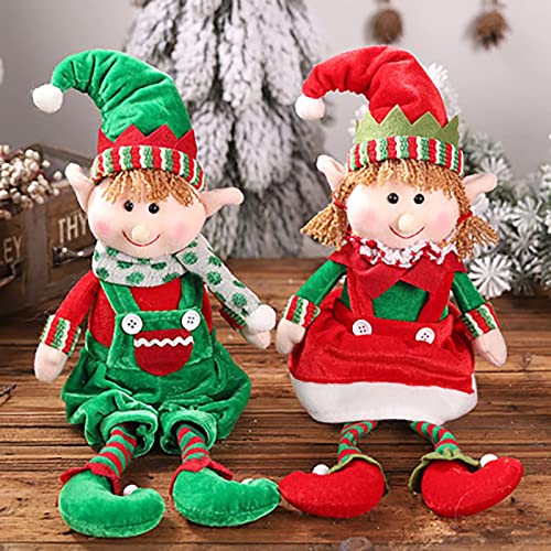 QWERTYUIOP 2 Muñecos de Peluche de Duende Navideño Muñeco de Elfo de Piernas Largas Lindo Muñeco Niños Suave para Adornos de Escritorio Novedad Travieso Niña y Niño Elfos Juguete(Estilo Alegre)