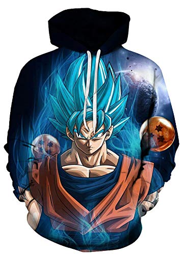 QYIFIRST Sudadera con capucha para cosplay Ball Z, disfraz de anime unisex, impresión 3D, ropa de calle Homme Femme blanco, 4XL (pecho 122 cm)