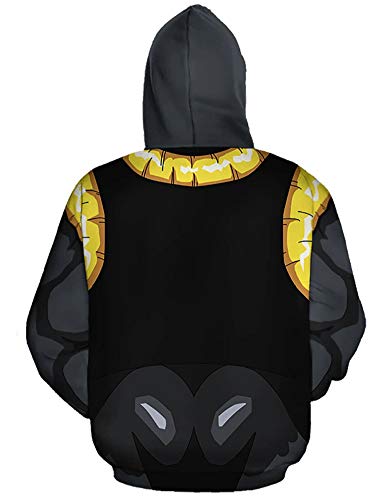 QYIFIRST Sudadera con capucha unisex Imprimé 3D Anime con capucha y capucha Vegeta Disfraz Cosplay azul talla 3XL