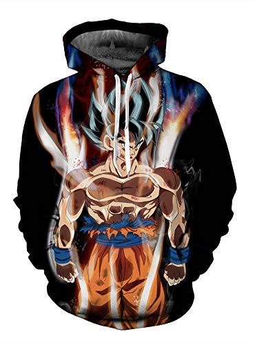 QYIFIRST Sudadera unisex con capucha de Anime 3D a Capuche Dragon Z, disfraz de cosplay de color negro C 5XL (pecho 125 cm)