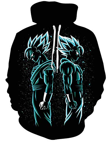 QYIFIRST Sudadera unisex con capucha de Anime 3D a Capuche Dragon Z, disfraz de cosplay de color negro E 5XL (pecho 125 cm)