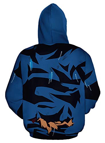 QYIFIRST Unisex impresión 3D anime con capucha sudadera con capucha sudar con capucha Vegeta Bejita Cosplay traje azul UE tamaño 3XL