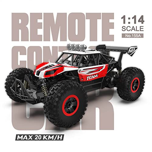 QZH Coches RC 1/14 Escala 2.4G 2WD Eléctrico De Alta Velocidad Todo Terreno Off-Road Rock Crawler Escalada Buggy Off Road Monster Truck para Niños Y Adultos,Rojo