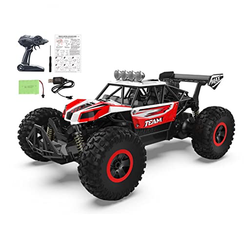 QZH Coches RC 1/14 Escala 2.4G 2WD Eléctrico De Alta Velocidad Todo Terreno Off-Road Rock Crawler Escalada Buggy Off Road Monster Truck para Niños Y Adultos,Rojo