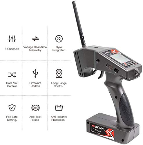 Radiolink RC6GS V2 RC Transmisor 6 Canal 2,4 GHz mando a distancia con R7FG receptor para coche y barcos radiocontrolados para radio Control Car Boat by