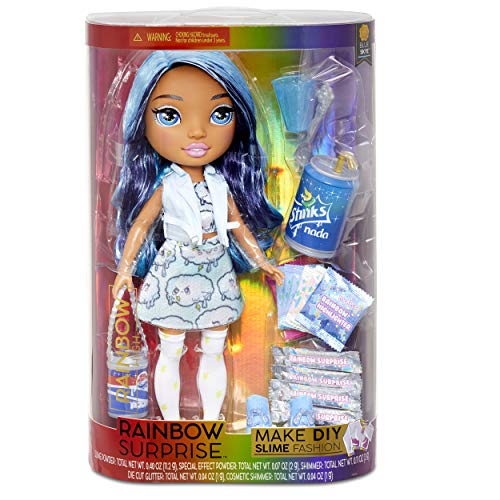 Rainbow Surprise Muñecas Coleccionables con Moda Slime DIY - Ropa y Accesorios de Diseñador, 35.5 cm de Alto, Blue Skye