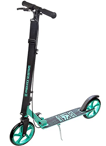 RAVEN Patinete, scooter, patinete infantil, City Roller Straight 200 mm, con freno de mano (negro/menta)