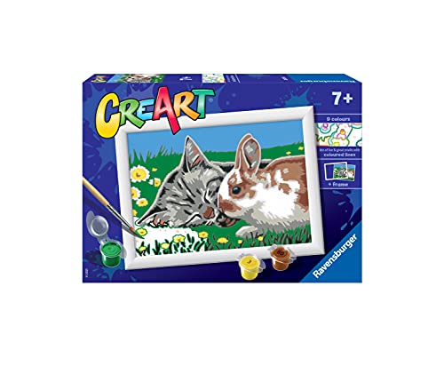 Ravensburger, CreArt, Descanso en el Prado, Kit de Pintura, Pintar por Números, Juego Creativo para Niños y Niñas, 2 Pinceles y 1 Marco, Edad Recomendada 7+