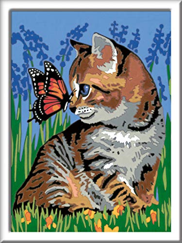 Ravensburger CreArt Gatito y Mariposa, Kit de Pintura, Pintar por Números, Juego Creativo para Niños y Niñas, Edad Recomendada 9+