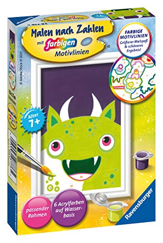 Ravensburger- Freches Monster 28776-Cuadro de Pintura por números, diseño de Monstruos descarados, Color Amarillo (28776)