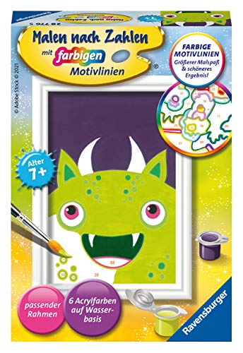 Ravensburger- Freches Monster 28776-Cuadro de Pintura por números, diseño de Monstruos descarados, Color Amarillo (28776)