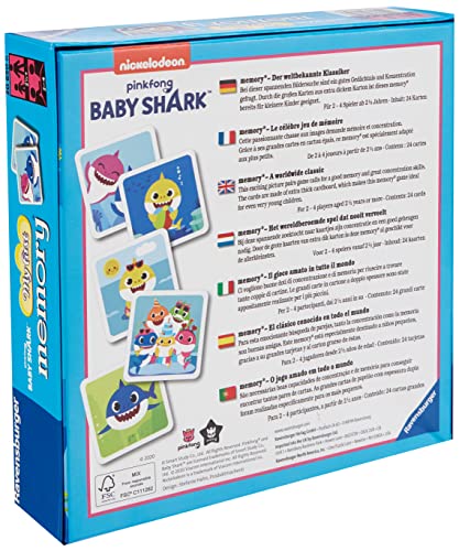 Ravensburger My first memory Baby Shark - Juego Memory, 24 tarjetas, Edad recomendada 2+ (20650)