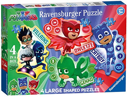 Ravensburger PJ Masks-4 Rompecabezas de Gran tamaño (10, 12, 14, 16 Piezas) para niños de 3 años y más, Large (6935)