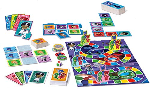 Ravensburger PJ Masks - Compendio de Juegos 6 en 1 para niños y familias de 3 años en adelante, Bingo, dominó, Serpientes y escaleras, Damas, Cartas de Juego y Juego de Memoria