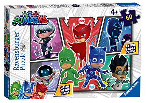 Ravensburger PJ Masks Glow in The Dark-Puzzle Gigante de 60 Piezas para niños a Partir de 4 años (5068)