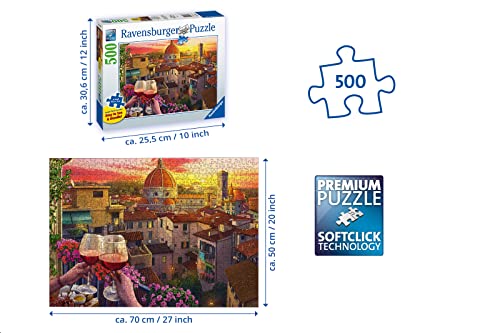 Ravensburger, Puzzle 500 Piezas, Vino al Atardecer, Puzzle Adultos, Rompecabeza de Calidad, Exclusivo en Amazon